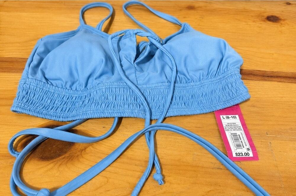 xhilaration Blue Bikini Top Size L (8-10)